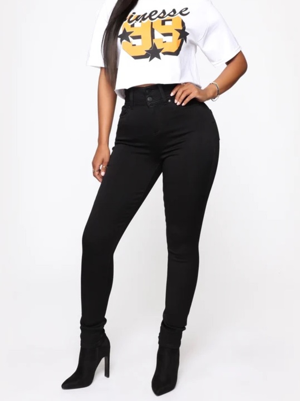 High-Rise Black Skinny Jeans - Picture 3 of 5